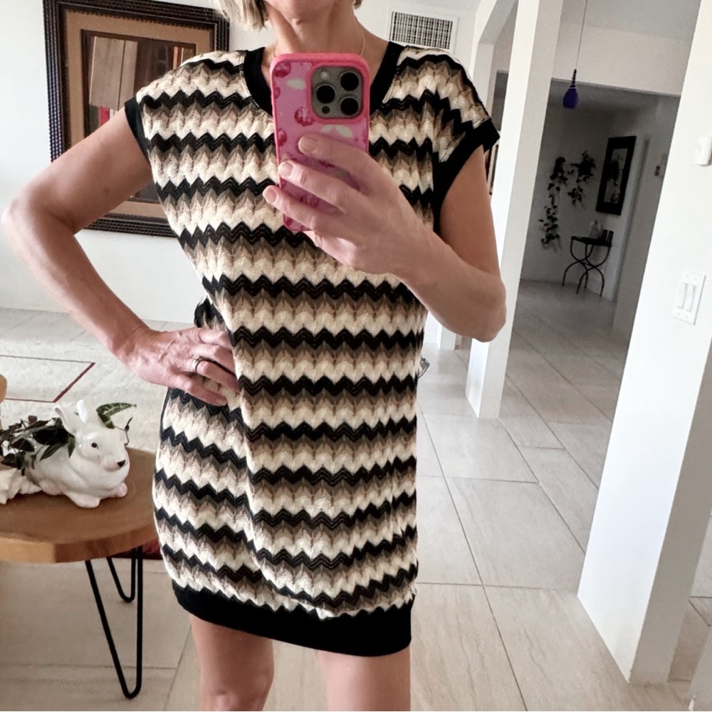 Trina Turk Zigzag Knit Mini Sweater Dress Size M